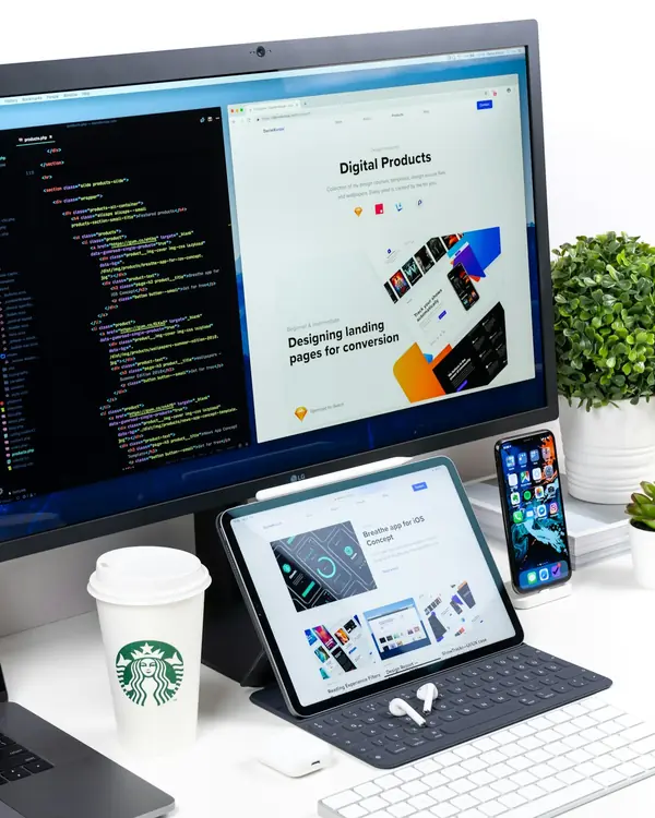 Modern conversion-optimized web design displayed on desktop monitor